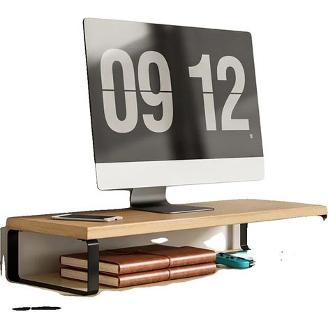 Soporte para monitor, espacio de almacenamiento, diseño ergonómico, 60 cm - Color natural (1/2)