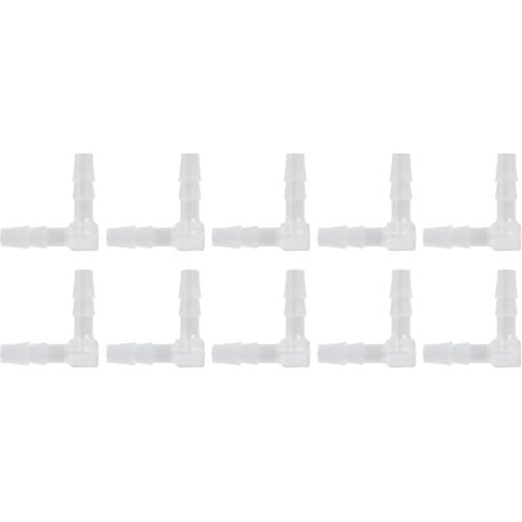 10 Pcs 90 Degrés Coude Tuyau Barb En Plastique Égal Barbelé Joint Adaptateur L Forme Raccord De Tuyau pour Aquarium Air Eau Carburant Gaz Inerte(4mm) (1/5)