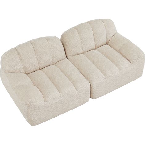 Sofá modular de 2 plazas sin estructura, forma de concha, color beige, 210 x 104 x 79 cm (1/5)
