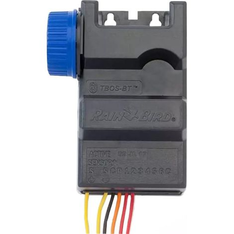 Programador Bluetooth Rain Bird TBOS-BT2Lt 2 estación. El temporizador a pilas (9 V) TBOS-BT es un control de riego de nivel comercial con clasificación IP-68. Crear programas de riego automático