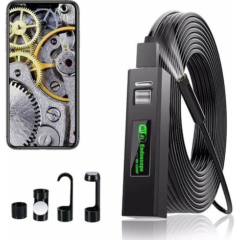 Cámara endoscópica WiFi con USB, 1200P HD, resistente al agua IP68, con 8 LED para iPhone, Android, iPad, Mac, PC y portátil (cable flexible de 1 m) (1/5)