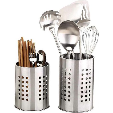 Ensemble de 2 supports à ustensiles de cuisine en acier inoxydable antirouille pour organiser tiroirs et plans de travail (1/5)