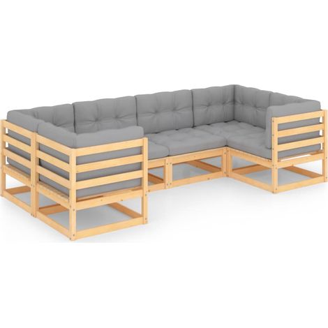 Mobili da giardino mobili da esterno Set di mobili da 6 pezzi con cuscini in legno di pino massiccio 020016678