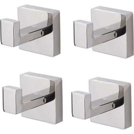 Set di 4 ganci appendiabiti quadrati in acciaio inox per asciugamani, cappotti, vestiti, armadi e porte.