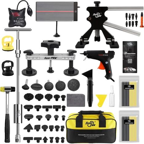 Kit de herramientas para reparación de abolladuras sin pintura, diseño ergonómico, compatibilidad versátil, kit de reparación completo. (1/2)