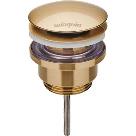Bonde lavabo universelle WIRQUIN Quick clac avec vis centrale doré brossé