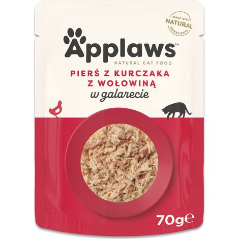 APPLAWS CAT Comida húmeda para gatos con pollo y ternera en gelatina 70 g (1/2)