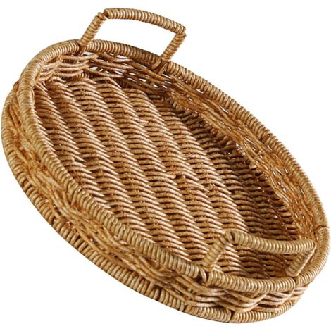 Großer Tischkorb Gewebter Rattan aus Aufbewahrungskorb Kunststoff Multifunktionaler Kleine und Getrocknete im Eleganten Natürlichen Landhausstil für Küchenutensilien Früchte (1/5)