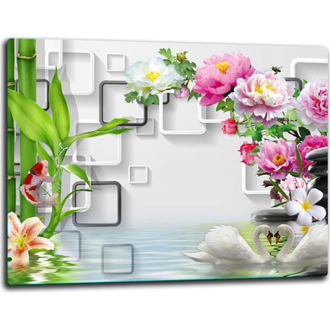 Planche à découper en verre 52x40 fleurs (1/5)