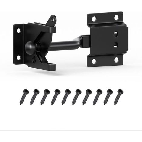 Verrou de Portail Verrouillage automatique Serrure Métal à Boulon Loquet Acier à Gravité Clôture Jardin Noir Vis de Fixation Fournis (1/4)