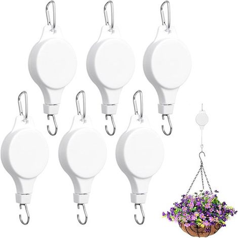 Ganci per piante - 6 pezzi - Portavaso sospeso - Gancio a cricchetto per appendere piante - Ganci per piante da esterno - Carrucola per piante - Gancio telescopico - Estensibile (1/5)