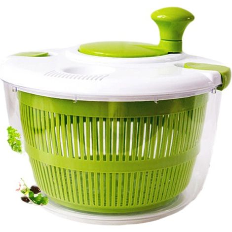 Centrifugadora de ensalada de 5 litros: recipiente y colador para lavar, escurrir y secar verduras y frutas. Versátil: ideal para lechuga, fruta, pasta y patatas fritas. (1/5)