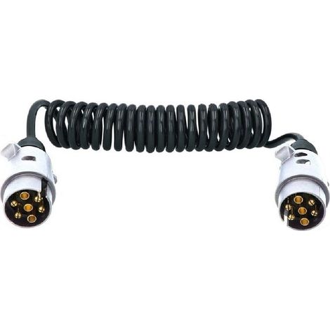 RALLONGE SPIRALE 3 METRES POUR REMORQUE 7 BROCHES MALE/7 BROCHES MALE