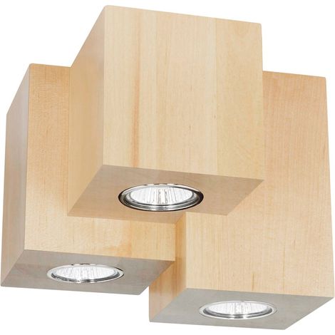 Plafonnier en Bouleau Naturel Design Triple Cube pour 3 Ampoule WOODDREAM (1/2)
