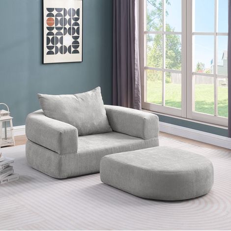 Modulares Sofa 62x57x29 cm hellgrau aus Chenille vielseitig kombinierbar (1/5)