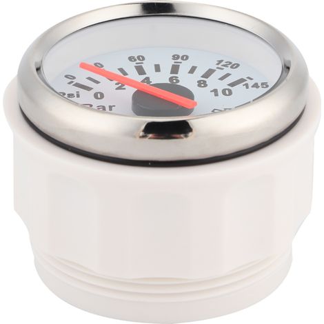 Jauge de pression d'huile 0-10 bars 145psi, compteur 2in avec rétroéclairage LED, cadran blanc et cadre argenté, pour auto, moto, bateau, camion, 12V/24V (1/5)