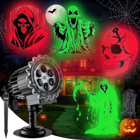 Dynamischer 3D-Outdoor-Projektor für Halloween – LED-Projektionslampe für den Außenbereich – 180° verstellbarer Strahl – Wasserdichter Projektor für Wände, Fenster, Gärten, Höfe und Partys (1/5)