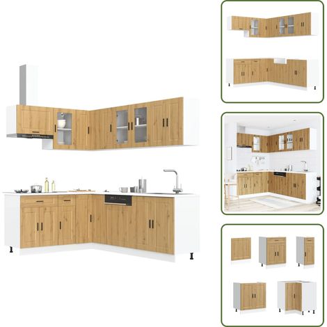 Arredamento cucina - vidaXL Set Mobili da Cucina 11 pz Porto Rovere Artigianale Truciolato - Mobili da cucina in truciolato