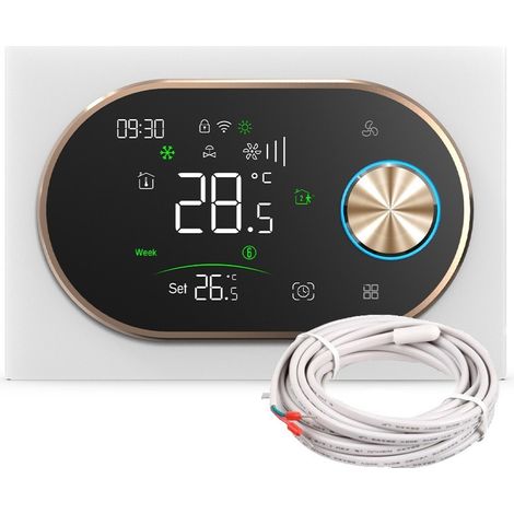 Termostato Smart WiFi Beca BAC-9000ALWE Fan Coil con Sonda Expert4house Edition Bianco e Gold