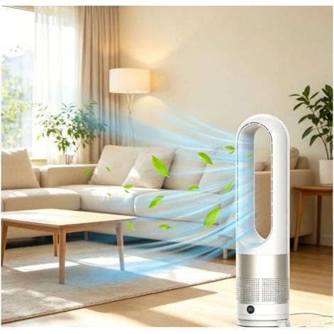 Ventilateur Silencieux sur Pied avec Telecommande - PRUMYA - 8H minuterie - 8 vitesses - Oscillation 80° - Argent (1/5)