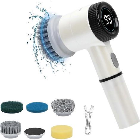 Brosse de nettoyage électrique, éponge pour salle de bain blanche (1/5)