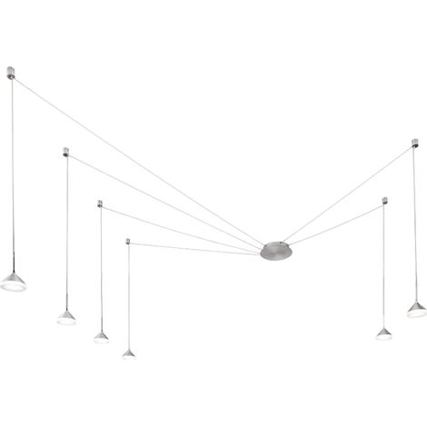 Lampada a Sospensione LED Isabella 48W 3000K Dimmerabile Ø350 cm Alluminio satinato - Dimmer Smart luce integrato (1/4)