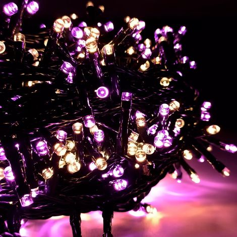 Luci di Natale Vintage 500 LED 25m Catena Luminosa 8 Giochi di Luce IP44 Interno Esterno Bianco Caldo + Rosa
