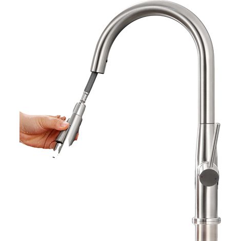 Grifo de cocina, giratorio 360°, dos modos de flujo de agua, cromado, G3/8 (1/5)
