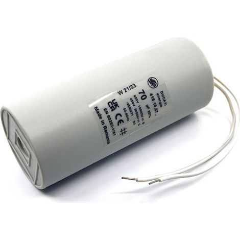 Ducati Energia – Condensateur permanent 70µF à fils – Ø50x117mm – Fond plat pour moteur monophasé et pompe à eau – Homologué VDE EN60252-1