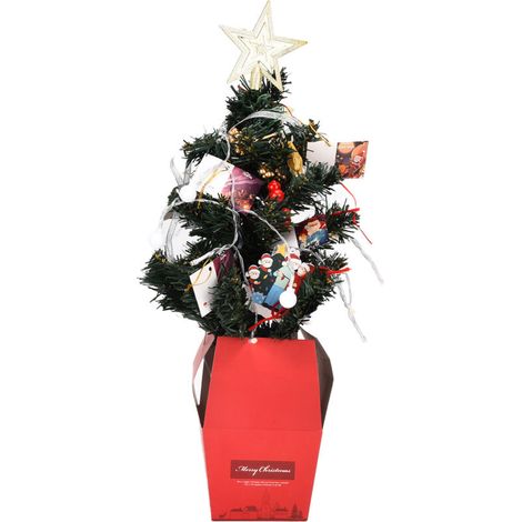 Mini-Weihnachtsbaum (50 cm) mit sanfter Beleuchtung und Hängeschmuck zum Selbergestalten (1/5)