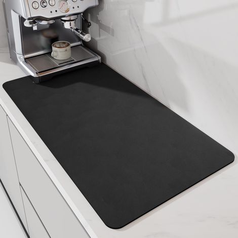 Tapis à café, tapis de séchage absorbant pour comptoir, pour comptoir de cuisine, machine à café, cafetière, machine à expresso, égouttoir à vaisselle (Noir, 80x43cm) (1/5)