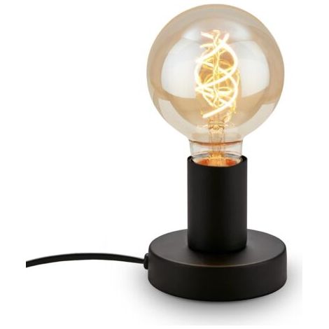 Lampe de chevet rétro avec interrupteur à câble, douille E27, max. 10 watts, lampe de table vintage, lampe de bureau, lampe de chevet, liseuse, 10x9 cm, noir (1/5)