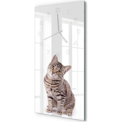 Horloge Murale Rectangulaire Verticale Design Artistique Silencieuse 30x60 cm Chat 30x60 cm (1/5)
