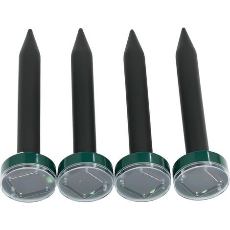 Paquete de 4 repelentes ultrasónicos solares para ratones y ratas. Dispositivo para exteriores con estaca para el suelo. Repelente de topos. Duradero. (1/5)