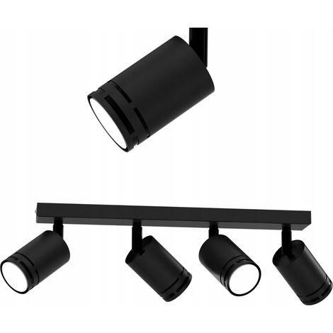 Schwarze Deckenleuchte, beweglich, LED-GU10-Spot, verstellbarer Strahler (1/5)