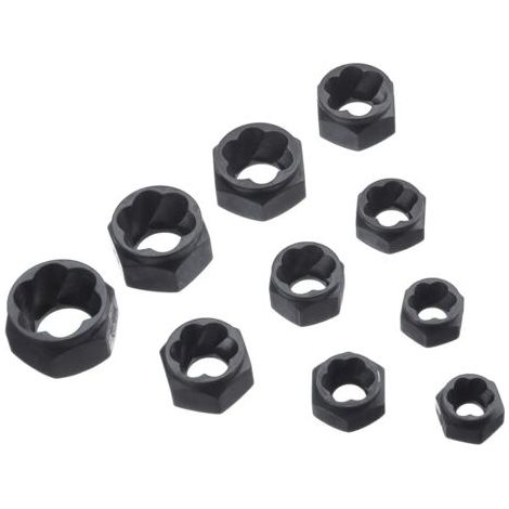 10 piezas de kit de reparación para extractores de tornillos y tuercas para roscas métricas dañadas (1/4)