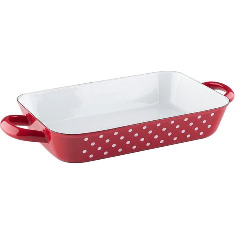 Padella Riess 26/17cm per arrostire/cuocere smaltata a pois rossi