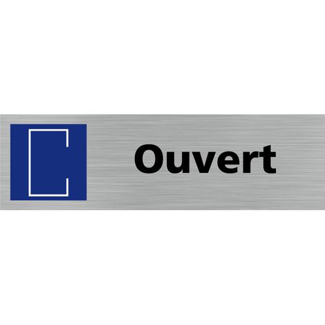 Pictogramme OUVERT (Q0353).- Adhésif aspect aluminium brossé - (1/5)
