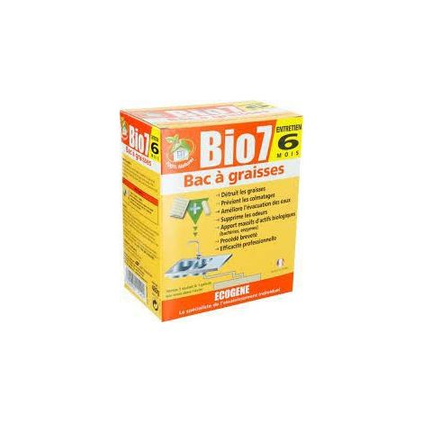 Entretien bac à graisses 6 mois BIO7 – Action 2-en-1 : solubilisation et destruction des graisses – Formule 100% naturelle – Ab7 Industrie