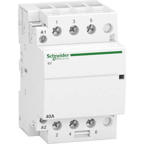 Schneider Electric – Contacteur pour tableau électrique 40A 3NO 230-240V CA – Compatible avec installations heures creuses – A9C20843 - 230-240vca