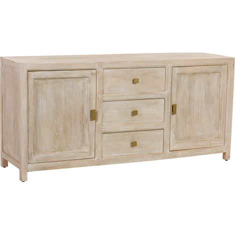 Aparador de madera beige 3 cajones y 2 puertas 160x43x75h cm (1/5)