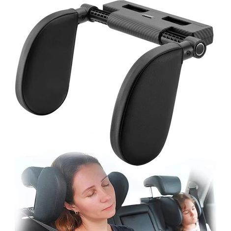 Verstellbares Kopfstützenkissen für Kinder und Erwachsene, Nackenstützkissen fürs Auto, Komfortables Kissen (Schwarze Kohlefaser) (1/5)