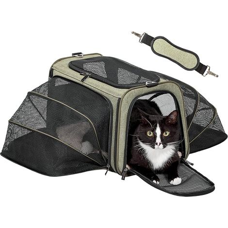 Cat / Dog Carrier - Mat for Car and Travel, Foldable - Medium Green (1/5)
