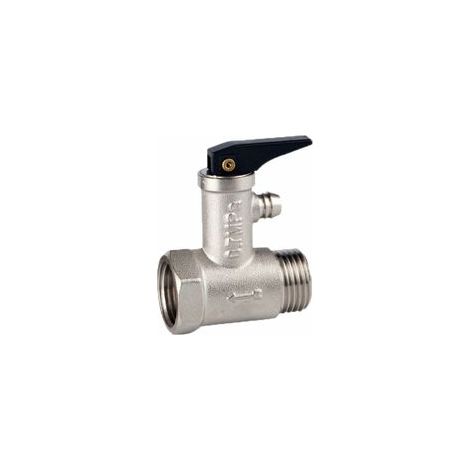Valve de sécurité en laiton nickelé 0,7 MPa – Filetage extérieur 1/2' – Dispositif anti-retour pour chauffe-eau – Protection contre surpression (1/5)