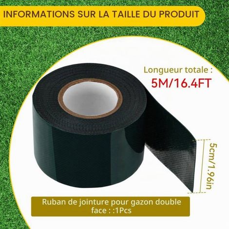 Bande De Jonction Pour Gazon Synthétique - 5 Cm X 5 M - Adhésif Double Face Non-Tissé - Extérieur Intérieur - 1 Pièce (1/5)