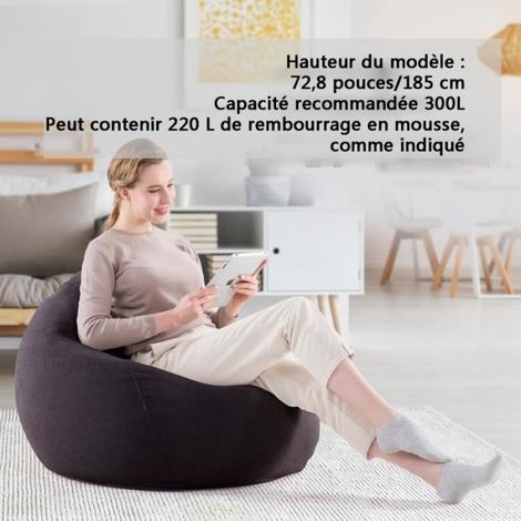 Housse Pouf Poire - - 90x110cm - Lavable en Machine - Pour Enfants et Adultes - Gris Clair (1/4)