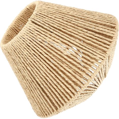 Abat-jour rustique en corde de paille beige, diffuseur tissé qui adoucit la lumière, idéal pour les (1/5)