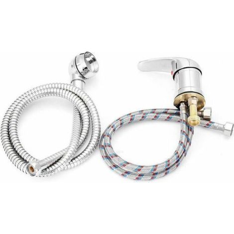 1 Mitigeur, Douchette intégrée, Tuyau flexible 123cm, Alliage de zinc, Pour bac de shampooing salon (1/4)