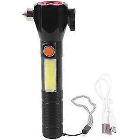 Lampe torche LED haute luminosité rechargeable et antidéflagrante, lampe torche multifonctionnelle pour marteau de voiture, idéale pour les urgences en extérieur. (1/5)