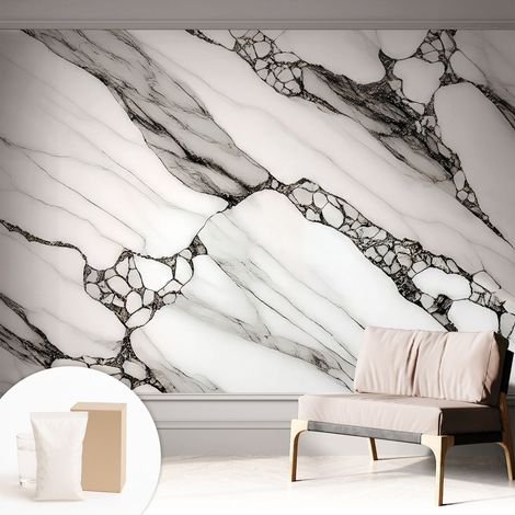 Papier peint intissé avec imprimé pour décoration intérieure pour rénovation a motif - Colle incluse gratuite Motif en pierre 312x219 cm (1/5)